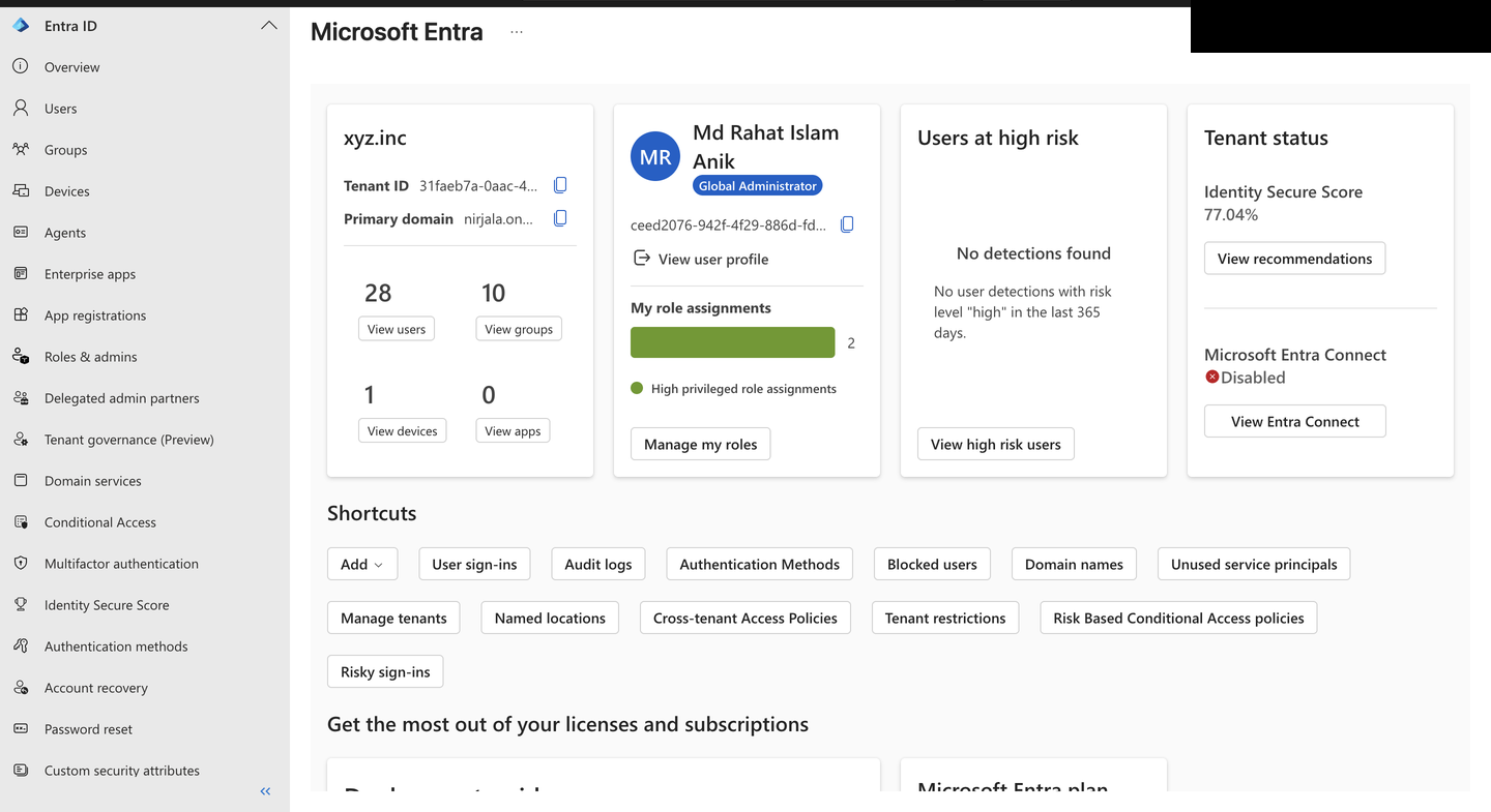 Step 1 · Entra tenant and admin context