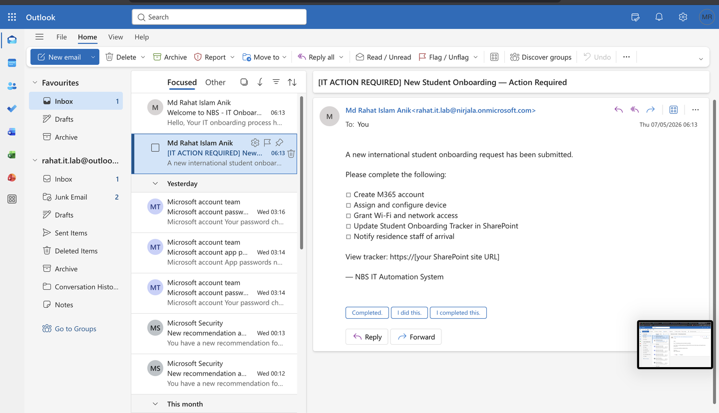 IT ACTION REQUIRED New Student Onboarding email