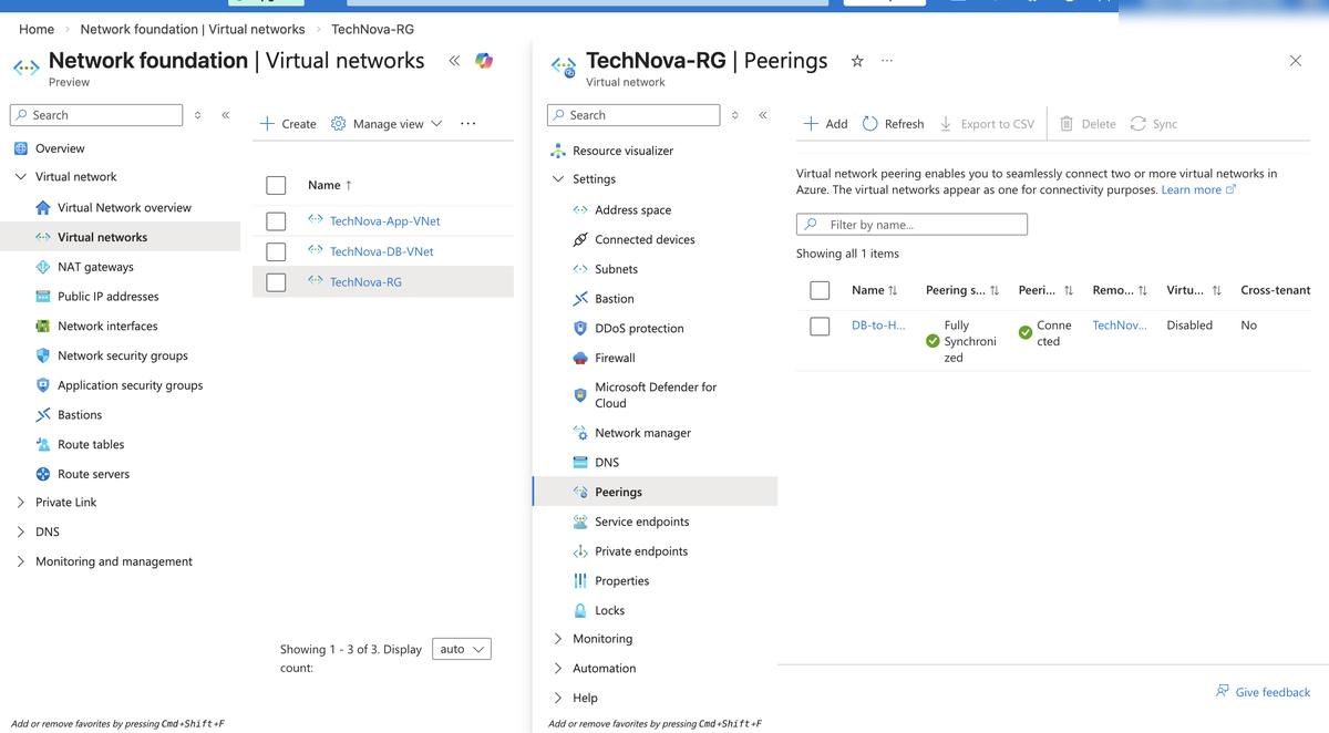 VNet Peering configuration between Hub and spokes