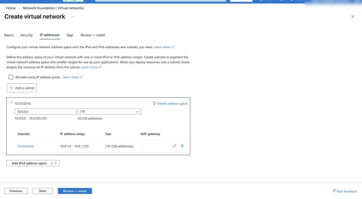 IP addressing and subnet configuration details
