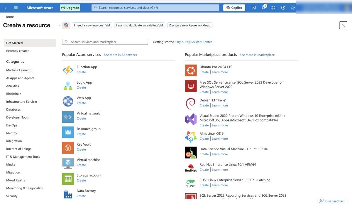 Azure Marketplace — resource creation workflow
