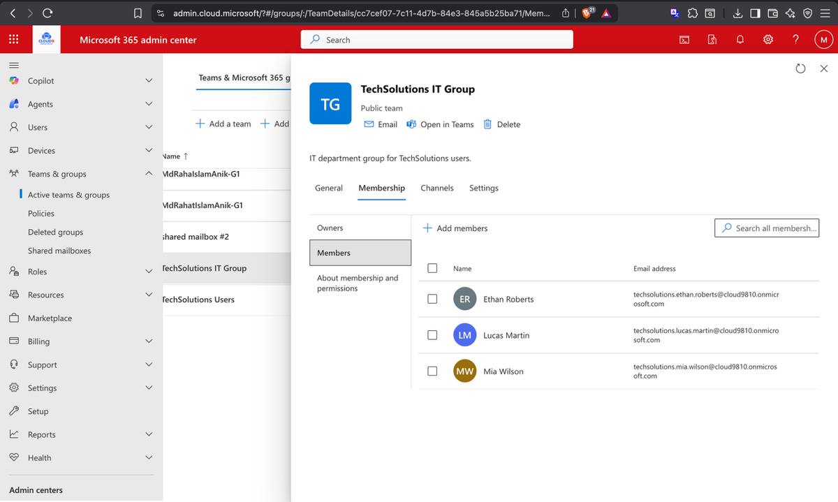 TechSolutions IT group — final configuration review before creation