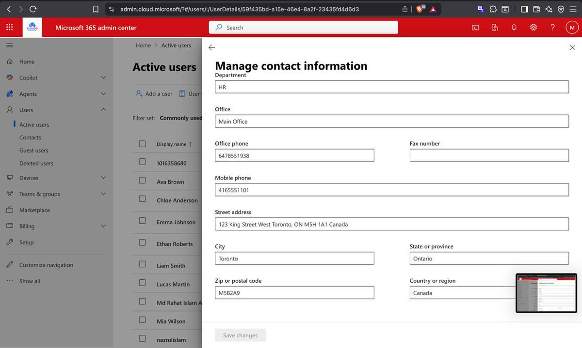 TechSolutions master group — all 10 users enrolled for tenant-wide management