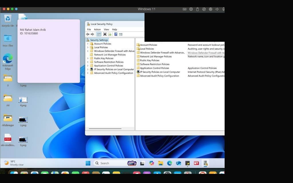 secpol.msc open — Local Security Policy console
