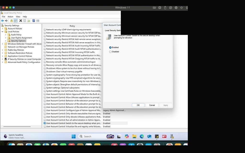 Policy applied — testing UAC prompt triggers correctly