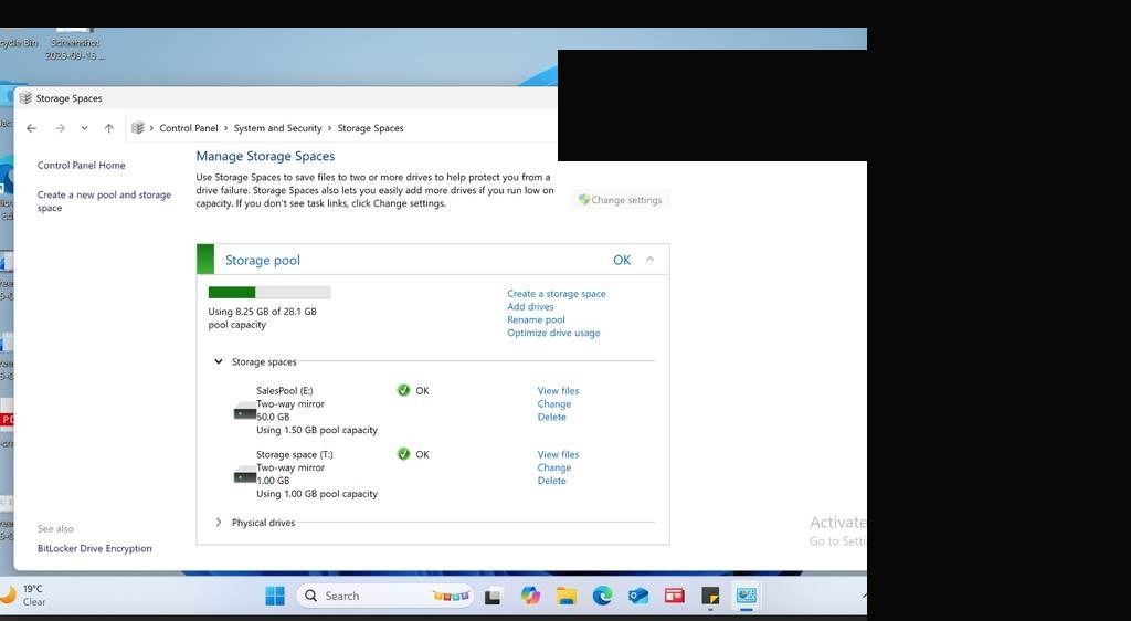 Storage pool and virtual disk being created