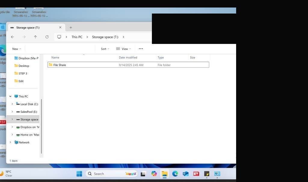 Share permissions dialog — user permissions being configured