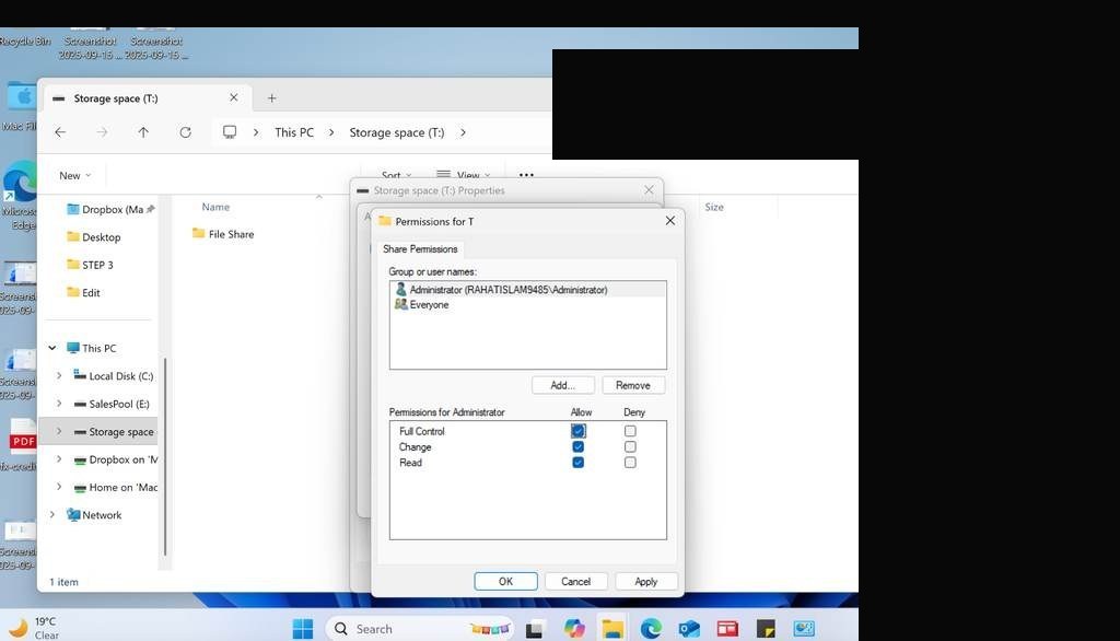 Final NTFS permission ACL confirmed