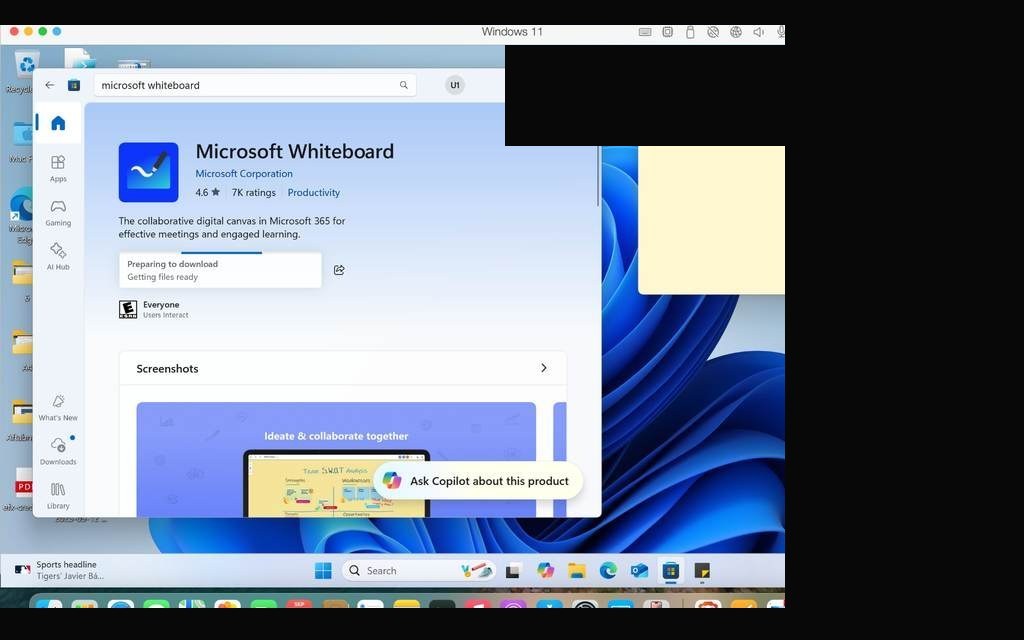 Whiteboard app page — clicking Install