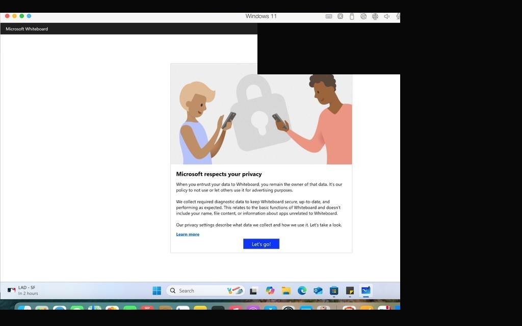 Microsoft Whiteboard launched and running on Windows 11