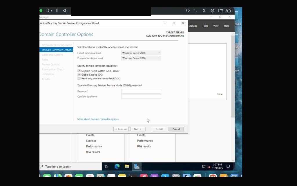 Windows Server 2022 edition selection — Datacenter Evaluation with Desktop Experience