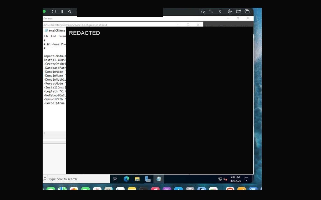 AD DS installation in progress on SRV01